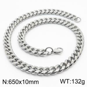 650x10mm Stainless Steel 304 Cuban Curb Chain Necklace With Classic Lobster Clasp Men Fashion Party Jewelry - KN232902-ZZ