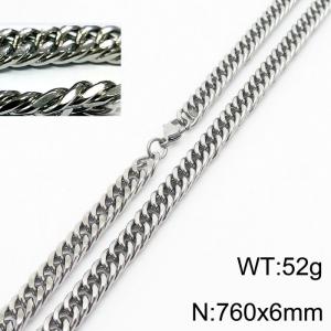 Minimalist style men and women can wear stainless steel riding crop chain necklace - KN232918-ZZ