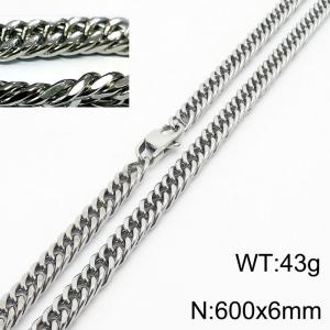 Minimalist style men and women can wear stainless steel riding crop chain necklace - KN232922-ZZ
