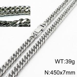 Personality Trend Stainless Steel Chain Riding Crop Chain Jewelry buckle necklace - KN232933-ZZ
