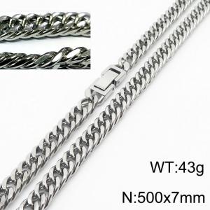 Personality Trend Stainless Steel Chain Riding Crop Chain Jewelry buckle necklace - KN232934-ZZ