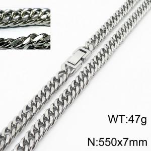 Personality Trend Stainless Steel Chain Riding Crop Chain Jewelry buckle necklace - KN232935-ZZ