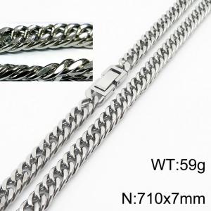 Personality Trend Stainless Steel Chain Riding Crop Chain Jewelry buckle necklace - KN232938-ZZ