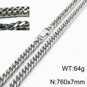 Personality Trend Stainless Steel Chain Riding Crop Chain Jewelry buckle necklace - KN232939-ZZ