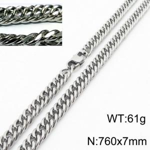 Minimalist style men and women can wear stainless steel riding crop chain necklace - KN232960-ZZ