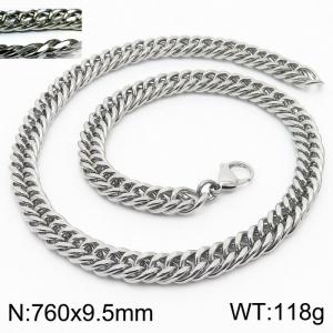Personality fashion men's stainless steel riding crop chain necklace - KN232981-ZZ