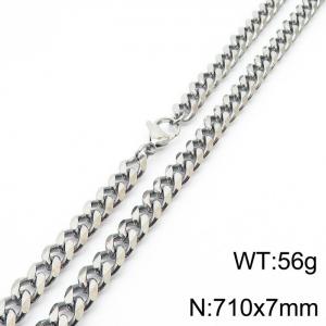 Stainless steel 710x7mm cuban chain lobster clasp classic silver necklace - KN233072-ZZ