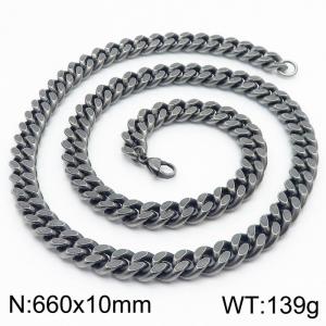 Men Retro 660X10mm Stainless Steel Grey Cuban Chain Necklace - KN233163-KFC