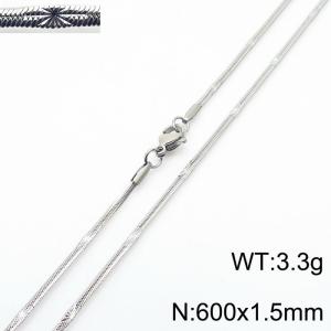 600x1.5mm Silver Color Stainless Steel Herringbone Necklace with Special Marking - KN233317-Z