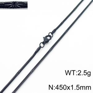450x1.5mm Black Color Stainless Steel Herringbone Necklace with Special Marking - KN233322-Z