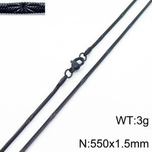 550x1.5mm Black Color Stainless Steel Herringbone Necklace with Special Marking - KN233324-Z