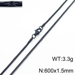 600x1.5mm Black Color Stainless Steel Herringbone Necklace with Special Marking - KN233325-Z