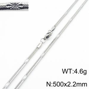 500x2.2mm Silver Color Stainless Steel Herringbone Necklace with Special Marking - KN233327-Z