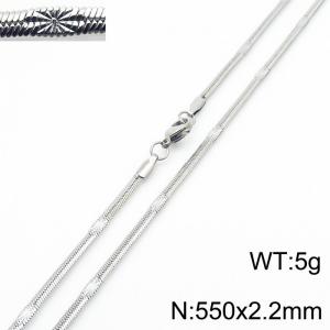550x2.2mm Silver Color Stainless Steel Herringbone Necklace with Special Marking - KN233328-Z