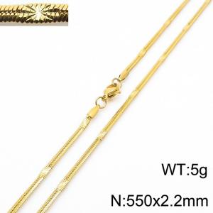 550x2.2mm Gold Plating Stainless Steel Herringbone Necklace with Special Marking - KN233332-Z