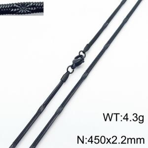 450x2.2mm Black Color Stainless Steel Herringbone Necklace with Special Marking - KN233334-Z