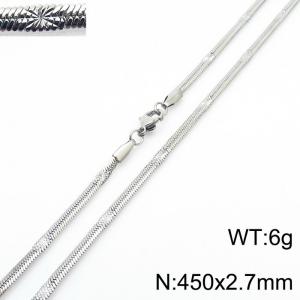 450x2.7mm Silver Color Stainless Steel Herringbone Necklace with Special Marking - KN233338-Z