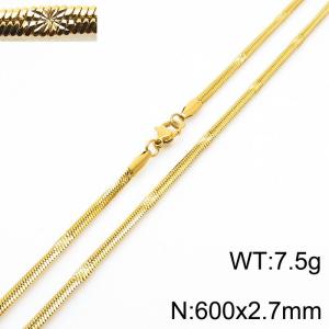 600x2.7mm Gold Plating Stainless Steel Herringbone Necklace with Special Marking - KN233345-Z