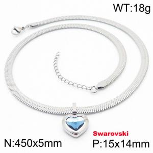 Stainless steel 450X5mm snake chain with swarovski stone heart shape pendant fashional rose gold necklace - KN233465-K