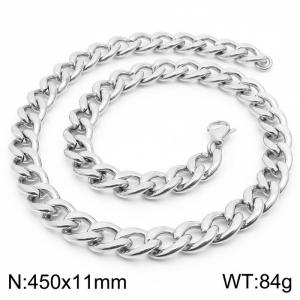 11mm Silver Color Stainless Steel Chain Necklace Men's Fashion Simple Jewelry - KN233537-Z