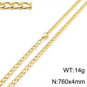 4mm Gold Color Stainless Steel Chain Necklace For Women Men Fashion Jewelry - KN233571-Z