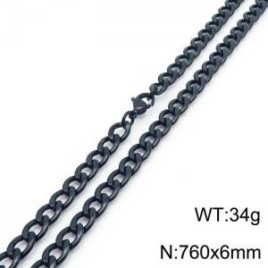 Stylish 6mm stainless steel Black NK Necklace - KN233592-Z
