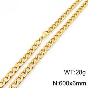 Stylish 6mm Stainless Steel Gold Plated NK Necklace - KN233596-Z