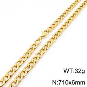 Stylish 6mm Stainless Steel Gold Plated NK Necklace - KN233598-Z