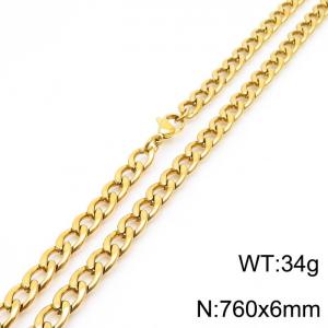 Stylish 6mm Stainless Steel Gold Plated NK Necklace - KN233599-Z
