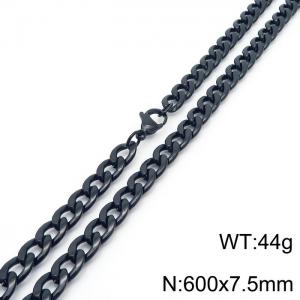 Stylish 7.5mm Stainless Steel Black NK Necklace - KN233603-Z