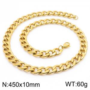 Stylish 10mm Stainless Steel Gold Plated NK Necklace - KN233621-Z