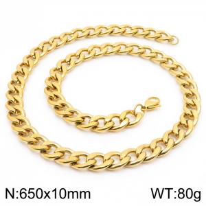 Stylish 10mm Stainless Steel Gold Plated NK Necklace - KN233625-Z