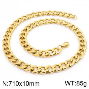 Stylish 10mm Stainless Steel Gold Plated NK Necklace - KN233626-Z