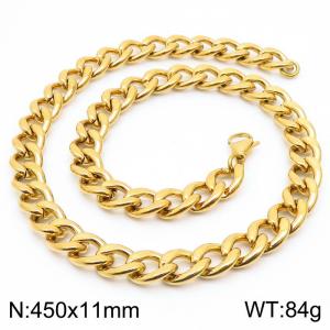 Stylish 11mm Stainless Steel Gold Plated NK Necklace - KN233635-Z