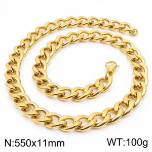 Stylish 11mm Stainless Steel Gold Plated NK Necklace - KN233637-Z