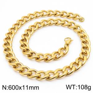 Stylish 11mm Stainless Steel Gold Plated NK Necklace - KN233638-Z