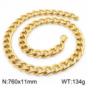 Stylish 11mm Stainless Steel Gold Plated NK Necklace - KN233641-Z