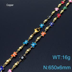 650mm Personality Colour Butterfly Eye 18K Gold Plated Copper Beads Creative Necklaces Jewelry - KN233677-Z