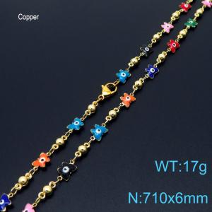 710mm Personality Colour Butterfly Eye 18K Gold Plated Copper Beads Creative Necklaces Jewelry - KN233678-Z