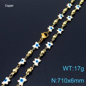 710mm Fashion White Butterfly Eye 18K Gold Plated Copper Beads Creative Necklaces Women Jewelry - KN233685-Z