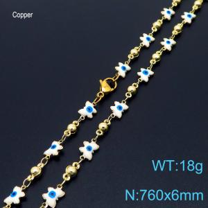 760mm Fashion White Butterfly Eye 18K Gold Plated Copper Beads Creative Necklaces Women Jewelry - KN233686-Z