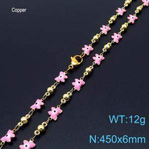 450mm Fashion Pink Butterfly Eye 18K Gold Plated Copper Beads Creative Necklaces Women Jewelry - KN233687-Z