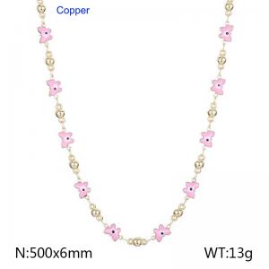 500mm Fashion Pink Butterfly Eye 18K Gold Plated Copper Beads Creative Necklaces Women Jewelry - KN233688-Z