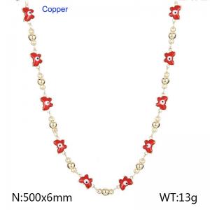 500mm Fashion Red Butterfly Eye 18K Gold Plated Copper Beads Creative Necklaces Women Jewelry - KN233695-Z