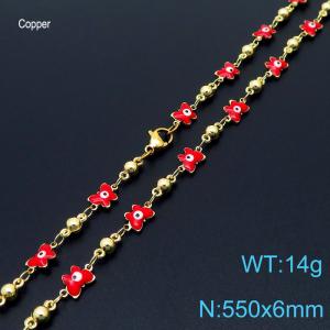 550mm Fashion Red Butterfly Eye 18K Gold Plated Copper Beads Creative Necklaces Women Jewelry - KN233696-Z
