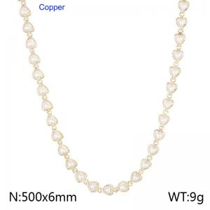 500mm Fashion White Shell Heart Chain 18K Gold Plated Copper Necklaces Womens Jewelry - KN233702-Z