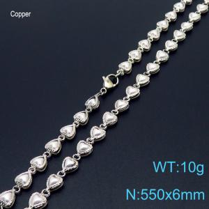 550mm Fashion Creative White Shell Heart Chain Copper Necklaces Womens Jewelry - KN233710-Z