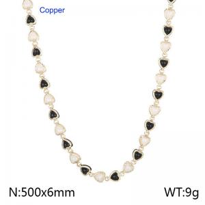 500mm Fashion White And Black Shell Heart Chain 18K Gold Plated Copper Necklaces Women's Jewelry - KN233716-Z