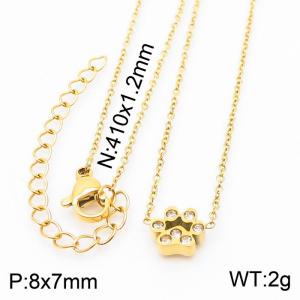 Stainless steel 410x1.2mm welding chain lobster clasp crystal dog palm charm gold necklace - KN233773-K