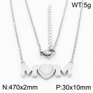 Simple Letter MOM Heart shaped Aussie Mother's Day Gift Female Collar Titanium Necklace - KN233778-KFC